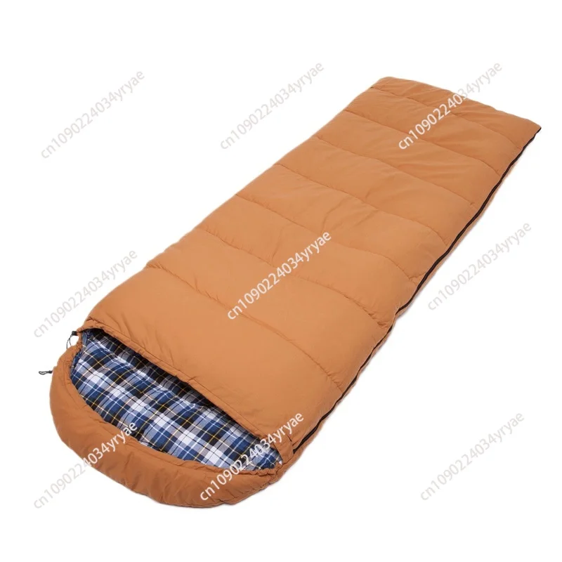 Camping warm sleeping bag outdoor extended canvas dirty liner single widened hooded envelope sleeping bag