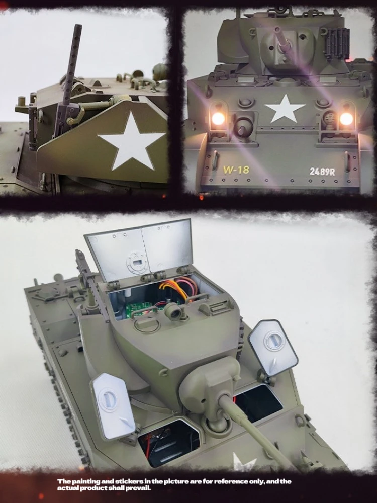 Nieuwe Militaire Professionele Afstandsbediening Tank Kubingke Amerikaanse Stuart M5a1 Gesimuleerd Speelgoed Model Afstandsbediening Kinderspeelgoed