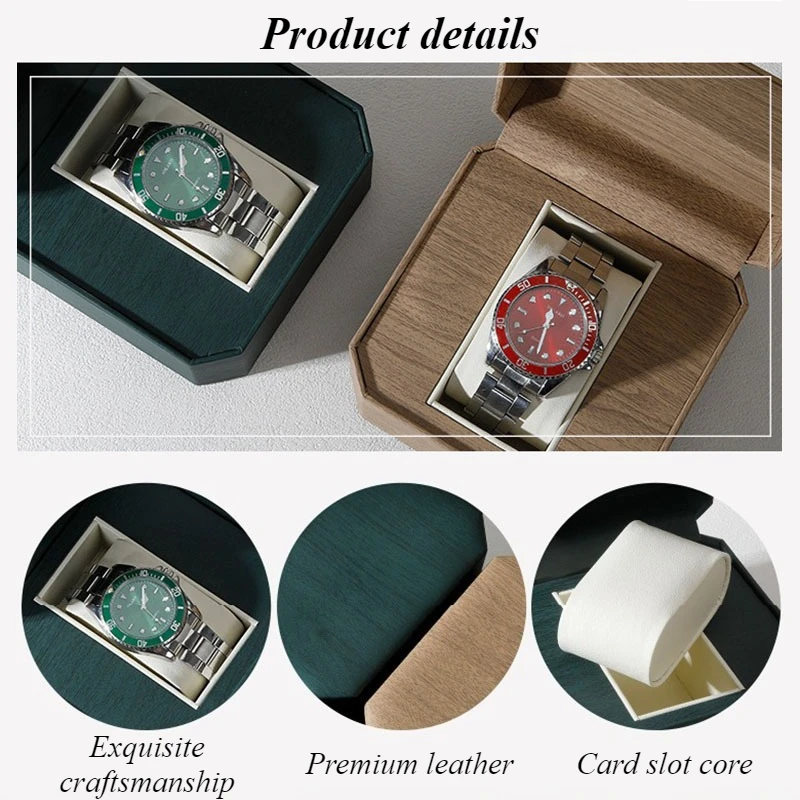 فتحة واحدة صندوق ساعة الرجال الساعات الفاخرة هدية حالة جلدية ووتش صناديق التعبئة والتغليف السفر المحمولة ووتش تخزين الحالات #6