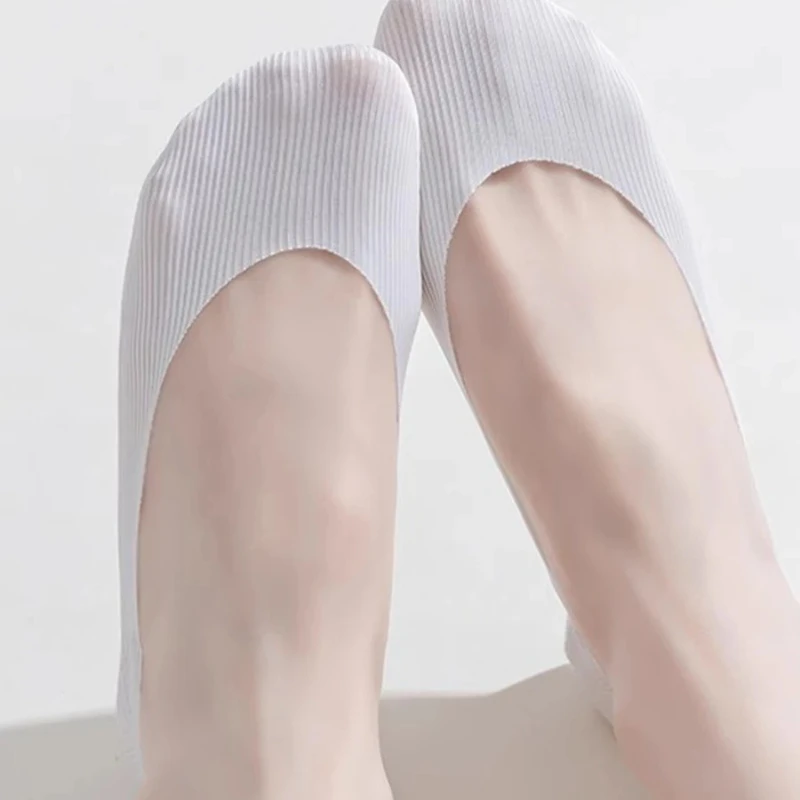 5Pairs Women Socks Breathable Invisible Silicone Non-slip Solid Color Boat Sock Comfortable High Quality No-Show Sox Ultra-thin view 4
