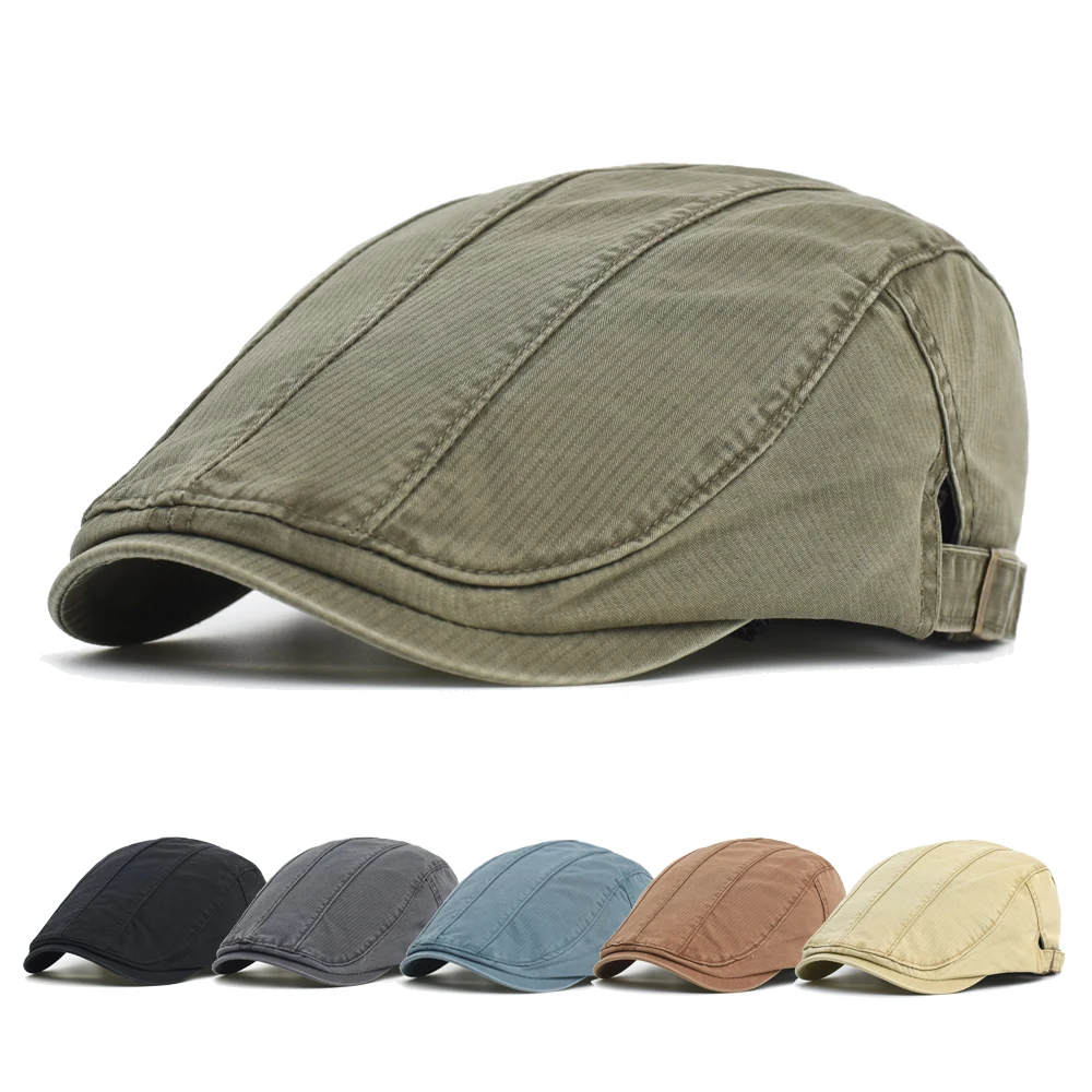 

Big Size Spring Summer Soft Washed Cotton Newsboy Cap Men Women Peaked Cap Adjustable Beret Vintage Ivy Flat Cap