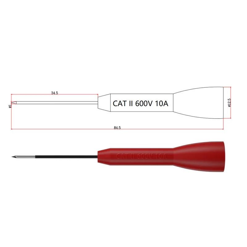 Insulated Piercing Needle Non-destructive Multimeter Test Probes Red/Black 30V-60V for 2mm Test Lead Multimeter Test Probes