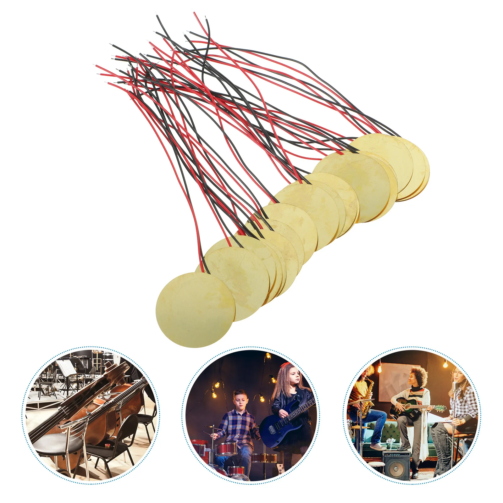 20 Pcs Amplificadores Music Trigger Drum Disc Sounder Magnifying Instrument Piezo Sensor Copper Sheet