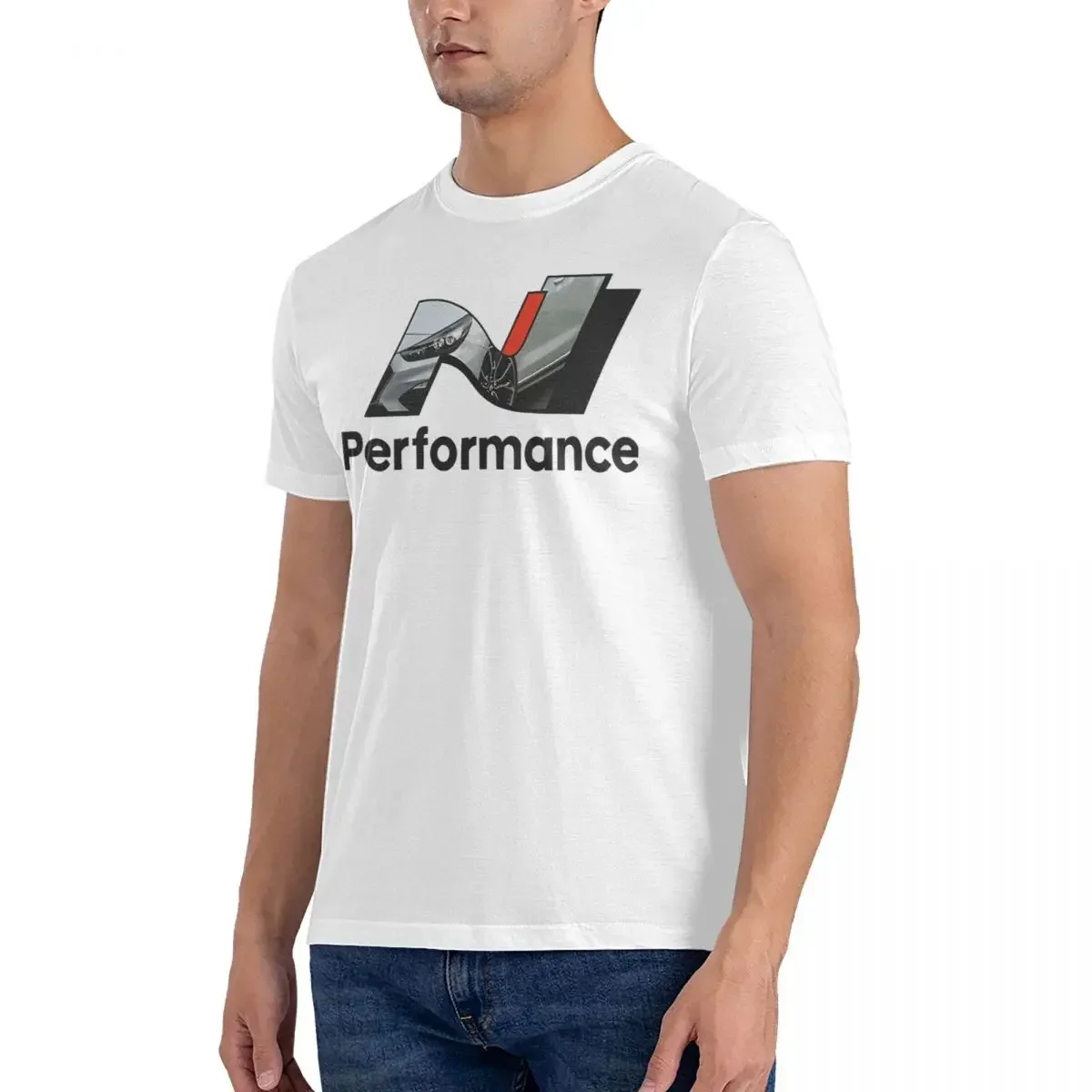 Men's N Performance - Polar White T Shirts Hyundai Pure Cotton Clothing Funny Short Sleeve Round Collar Tee Shirt