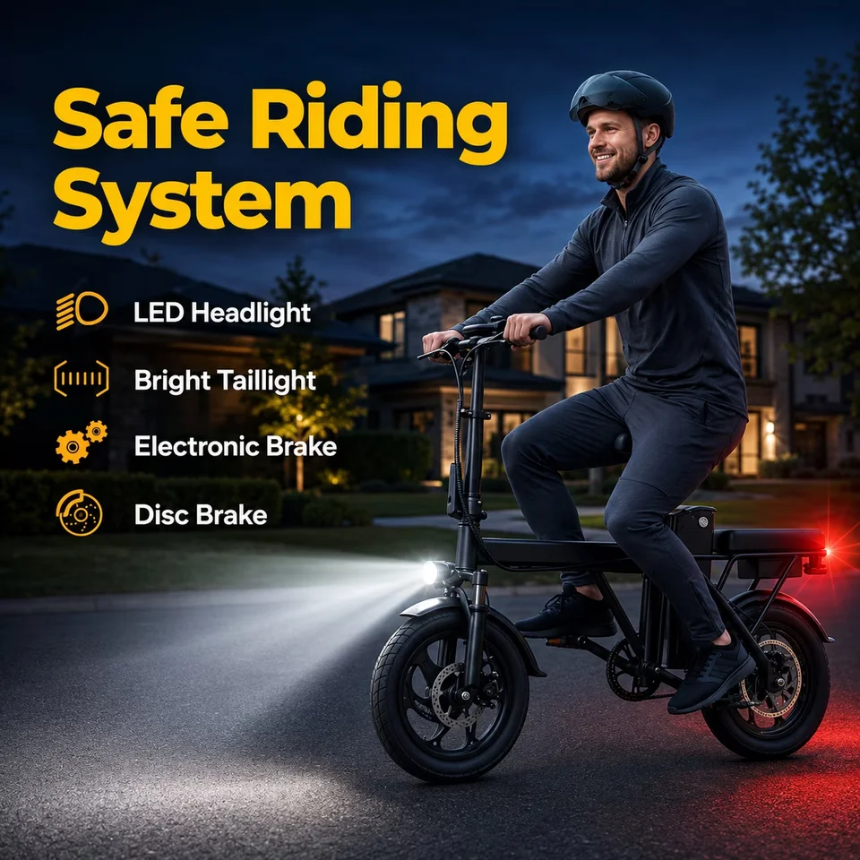 14'' Electric Bike for Adults, 500W Motor, 22 MPH Max Speed Folding Ebike, Max 30 Miles Range (Pedal Assist Mode), Mini E Bikes image 2