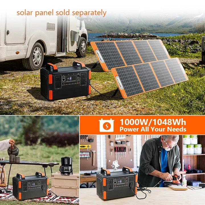 1000W 1200W Portable Power Station with 200W Solar Panel 220V Energy Storage Power Generator Charging Ukraine Emergency Power