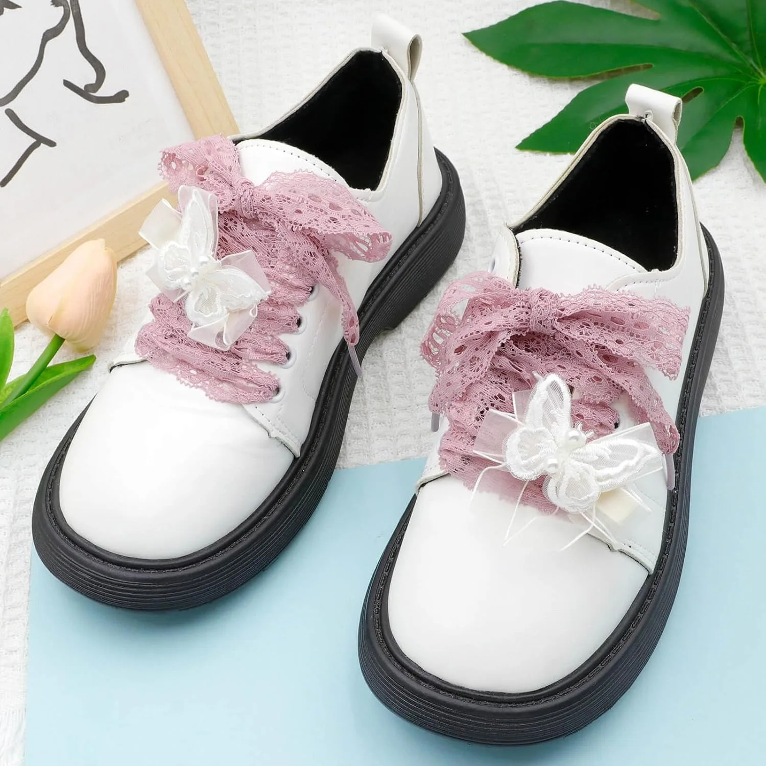 1 Paar Seiden-Spitzen-Schnürsenkel für Mädchen, bunte flache Schnürsenkel, weiß, schwarz, lässige Seil-Schnürsenkel für Schuhe, Zubehör, Breite 3 cm – Detail 30