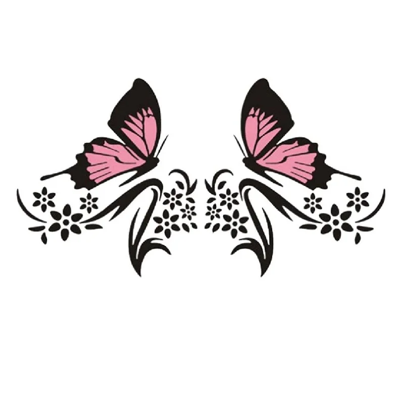 Pink Black Butterfly Floral Waterproof Vinyl Sticker Decal Motorcycle Truck Laptop Cup Window Glass Wall Universal Accessories