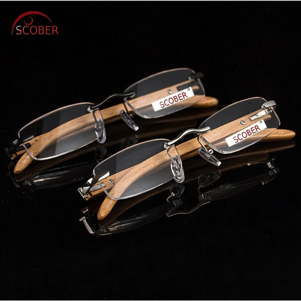 

Classic Light Brown Wooden Glasses Men Rimless Spectacles Transparent Lenses Reading Glasses Women +0.75+1+1.5+2+2.5+3+3.5+4