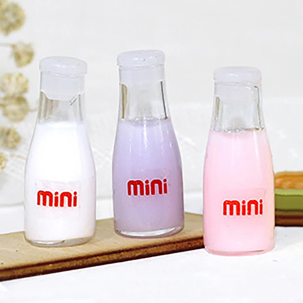 1Pcs 1/12 Dollhouse Accessories Mini Glass Milk Bottle Model Miniature Juice Drinks for Doll House Home Decoration ob11 bjd