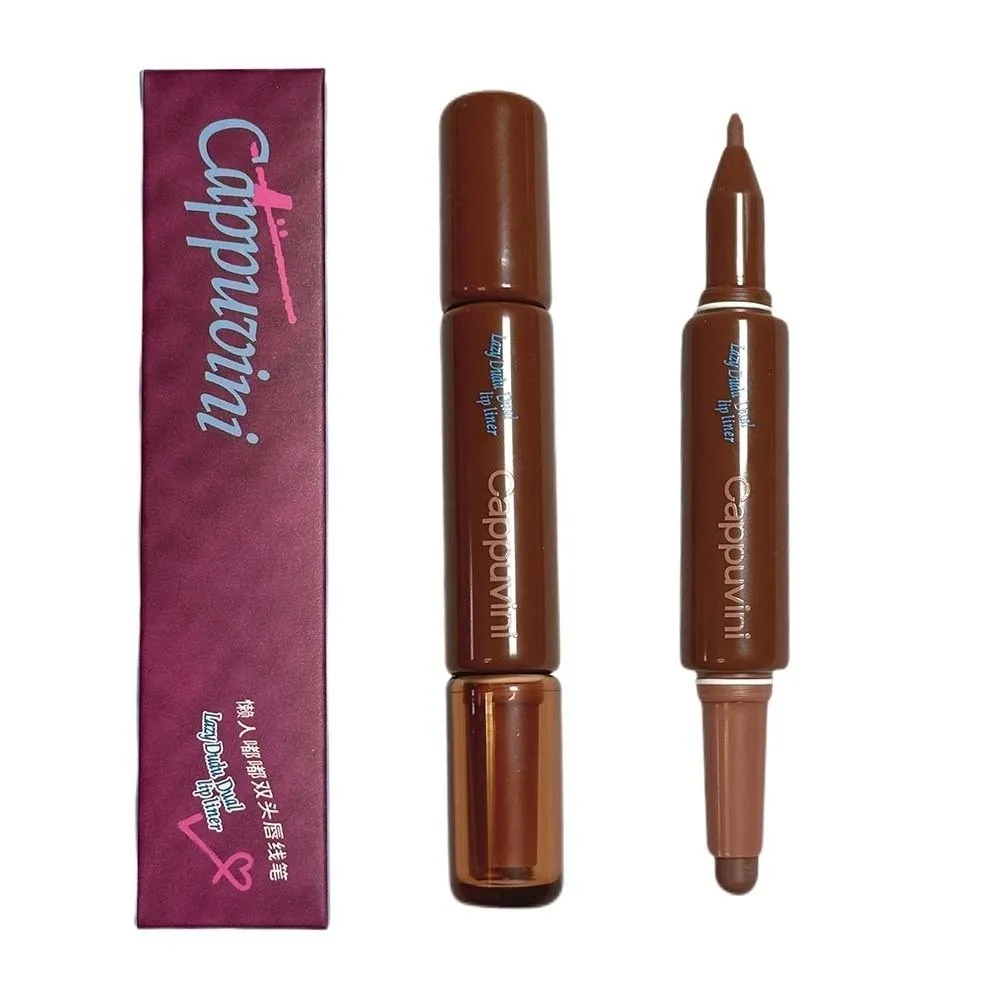 2 In 1 Lipstick Liner Combo Easy Outlining Velvet Texture Lip Liner Pencil Long Lasting Non-Fade Dual-Use Lip Liner Beauty Tool
