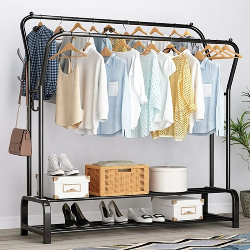 

Factory Direct Sales Cloth Rack Stand Simple Floor Mounting Drying Rack Clothes Garment Rack