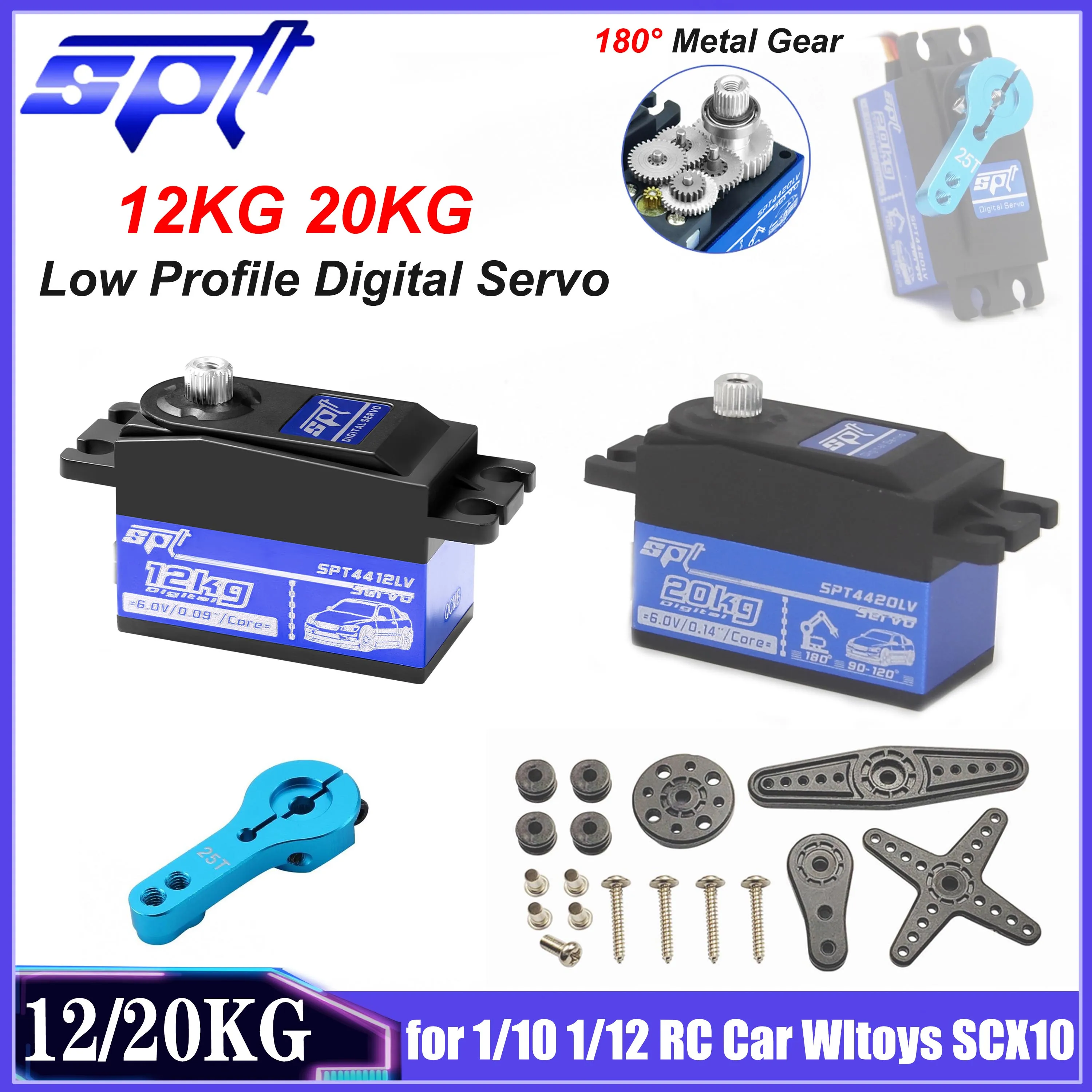 

Низкопрофильный цифровой сервопривод с металлической шестерней 12 кг, 20 кг, короткий корпус с рычагом 25 т для 1/10 1/12 RC Car Wltoys SCX10 TRX4 RC Robot Crawler Toy