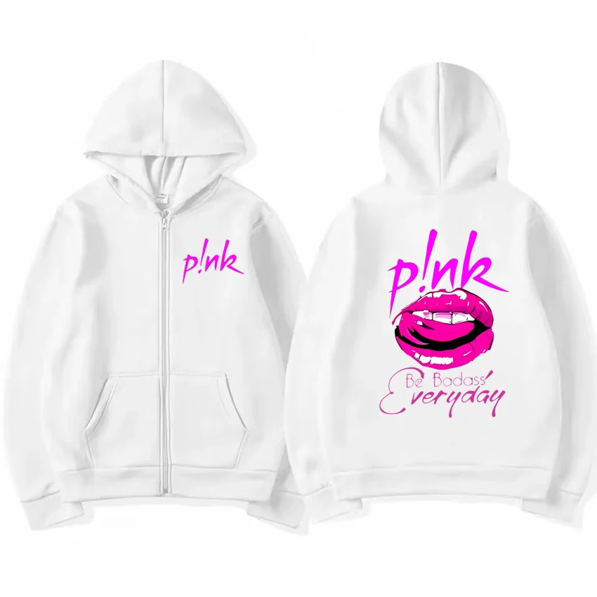 Hot sale P!Nk Pink Summer Carnival 2024 Tour print Zip-up Hoodie Men Women Fashion Y2k Sweatshirt Unisex Fleece Zipper Jacket