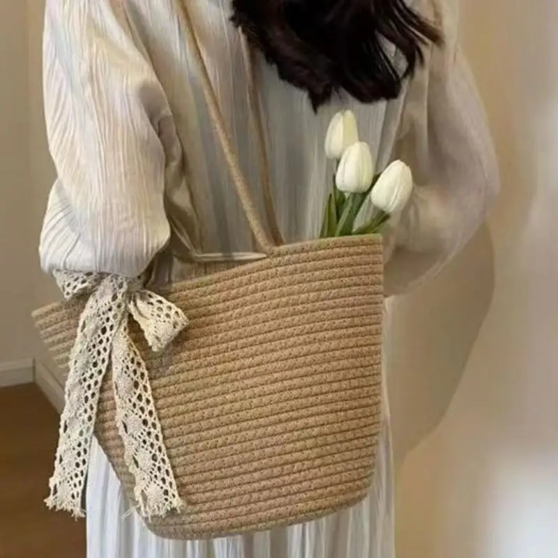

Hot Summer Large Capacity Tote Bag French Style Straw Woven Bag For Women Beach Vacation Shoulder Bagcasual Commuting Tote Bag