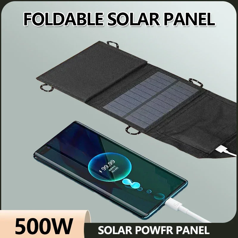 Solar Cell 500W Photovoltaic Panels USB Charger System Battery V 5V Portable Flexible Foldable Energy Power Sunpower Camping Set