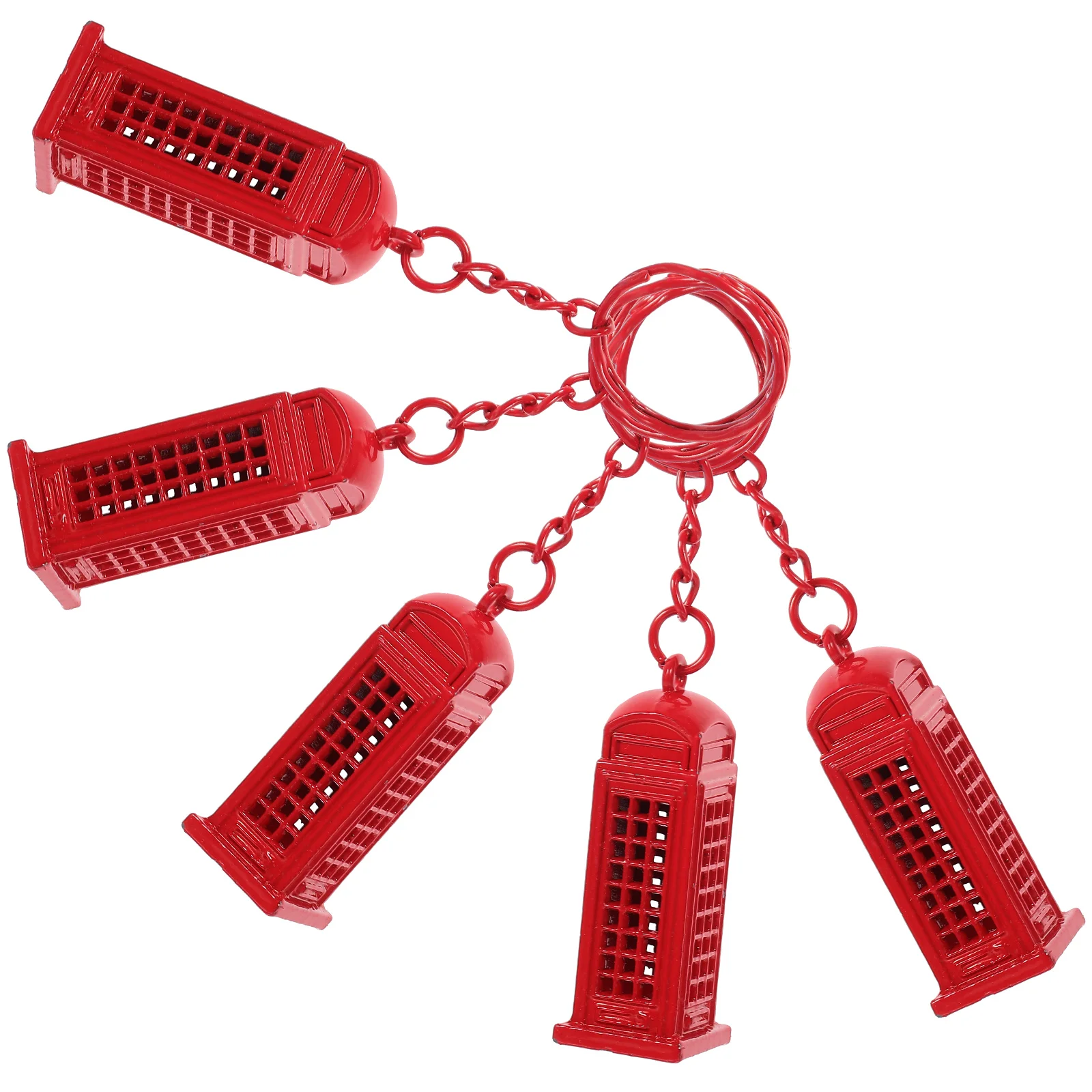 

5pcs Telephone Booth Keychain Decorative Pendant Travel Souvenir British Culture Bags Hanging Ornament Keychains