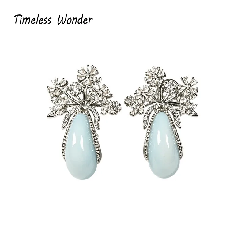 Timeless Wonder Fancy Crystal Zircon Geo Floral Button Earrings Women Designer Jewelry Punk Sweet Gift Rare Top Classy 3346