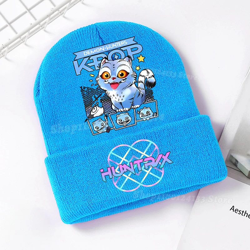 Topi Rajut Anak Demone Hunter Topi Beanie Anak Perempuan Gambar Anime Lucu Penutup Kepala Topi Rajut Hangat Jalanan Luar Ruangan Hadiah Pesta Game Y2K Kawaii