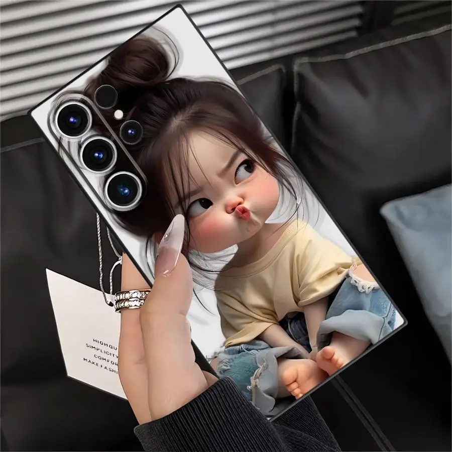 Case for Samsung Galaxy S23 Ultra S26 S24 Plus S21 FE S9 S10 S25 Edge S20 Note 8 9 10 20 Ultra Soft Phone Cover Cartoon Girl