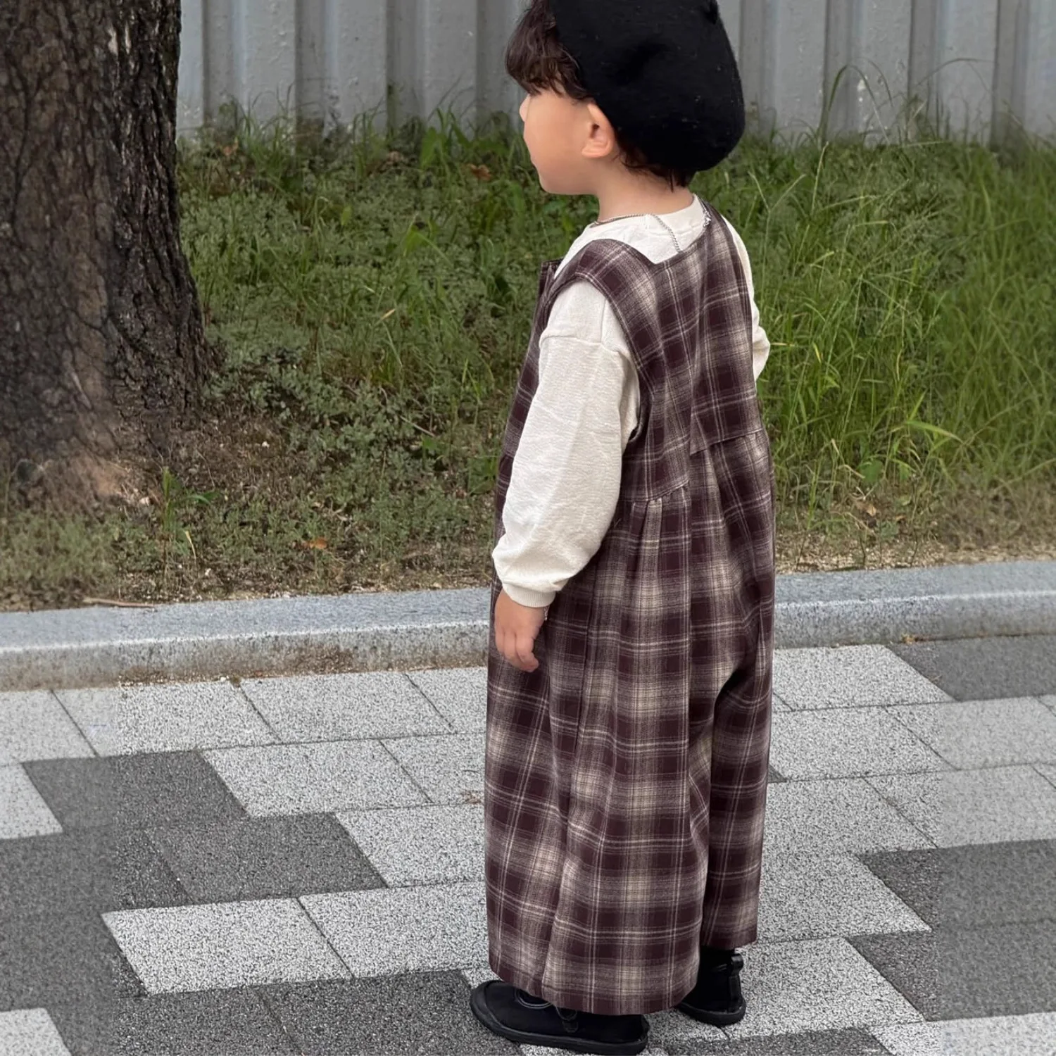 

Spring Kids Overall Set Unisex Baby Romper Plaid Loose Fit Jumpsuit Korean Style Infant Toddler Bodysuit Vintage Playwear Pants