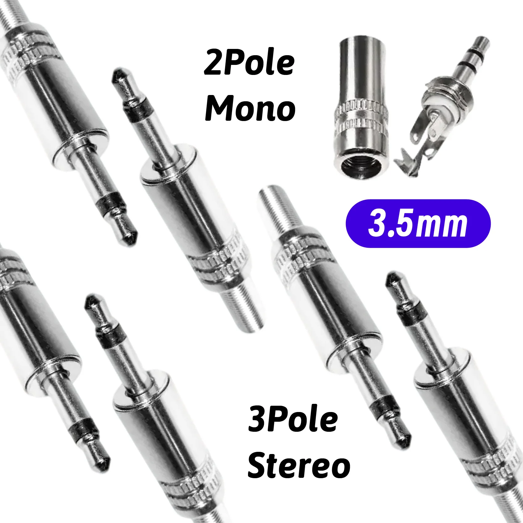 

5 шт. разъем 3,5 мм, 2-полюсный, 3-полюсный моно стерео штекерный разъем для наушников, аудиоинтерфейсные устройства