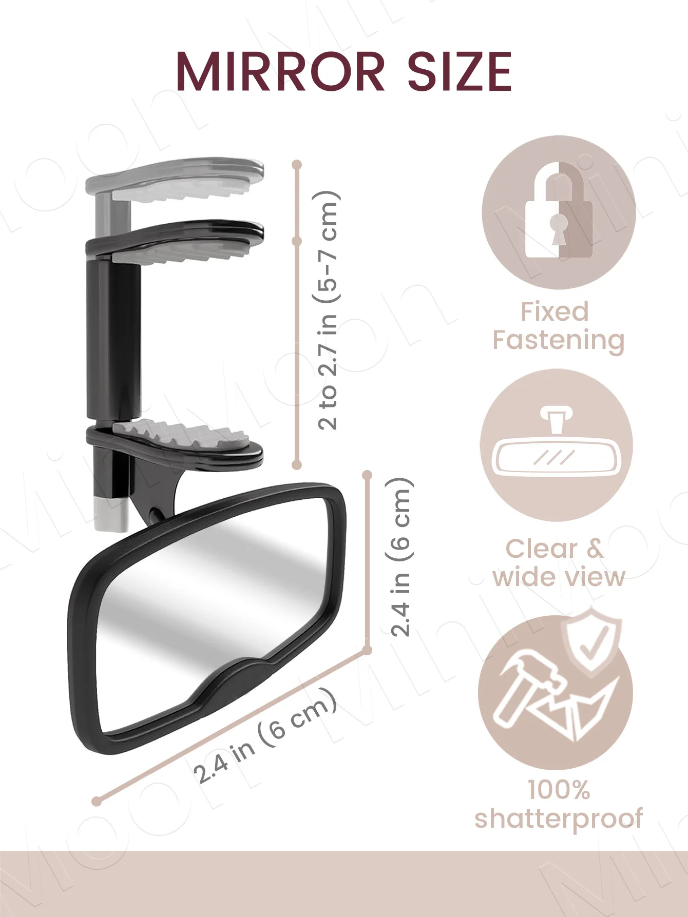 Easy-Clip Forward Facing Baby Car Mirror, Certified Shatterproof for Newborn and Toddler Safety Monitoring