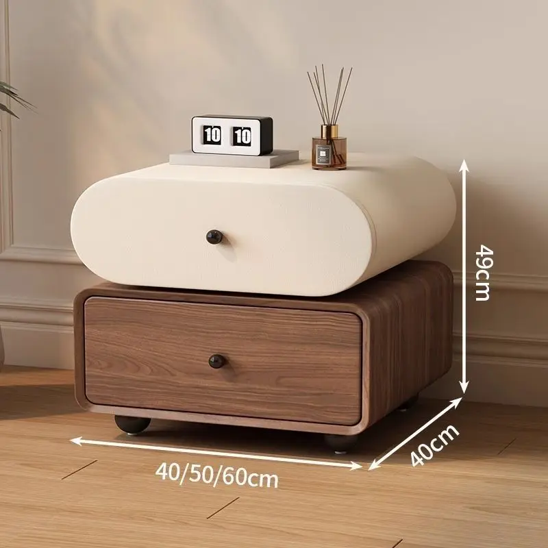 

Premium Solid Wood Mid-Century Nightstand: Chic Storage Cabinet for Bedroom, Modern Minimalist Bedside Organizer