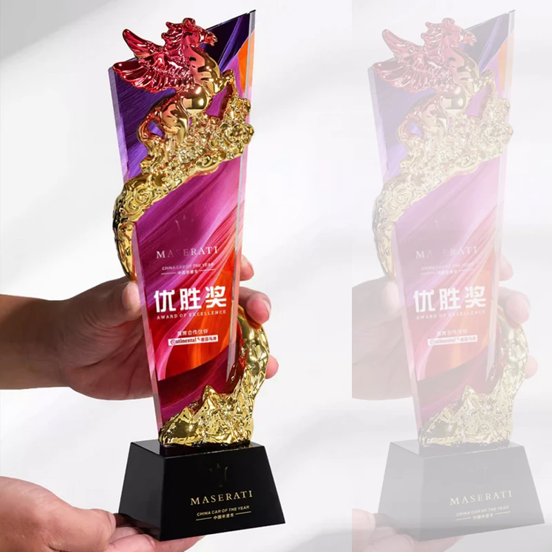 Trophée personnalisé en résine en forme de cheval, impression couleur, prix sportif, récompense pour employé exceptionnel, souvenir, décoration d'intérieur, 1 pièce