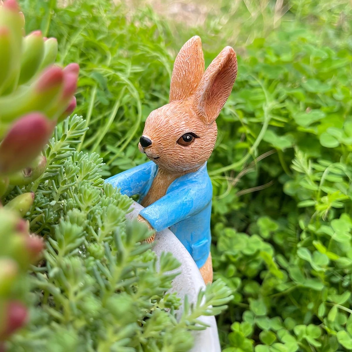 1 Stück Harz-Skulptur Hase Gartendekoration, Tierfigur aus Kunstharz für den Außenbereich, geeignet für Gärten, Rasenflächen und Terrassen - keine Batterien erforderlich, Innen- und Außenbereich, Gartendekorationen für draußen. – Detail 4