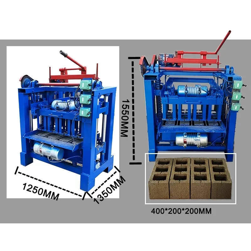 Manual Concrete Hollow Brick Making Machine, Small Mobile Building Paver, Brick Equipment, Electric Brick Making Machine