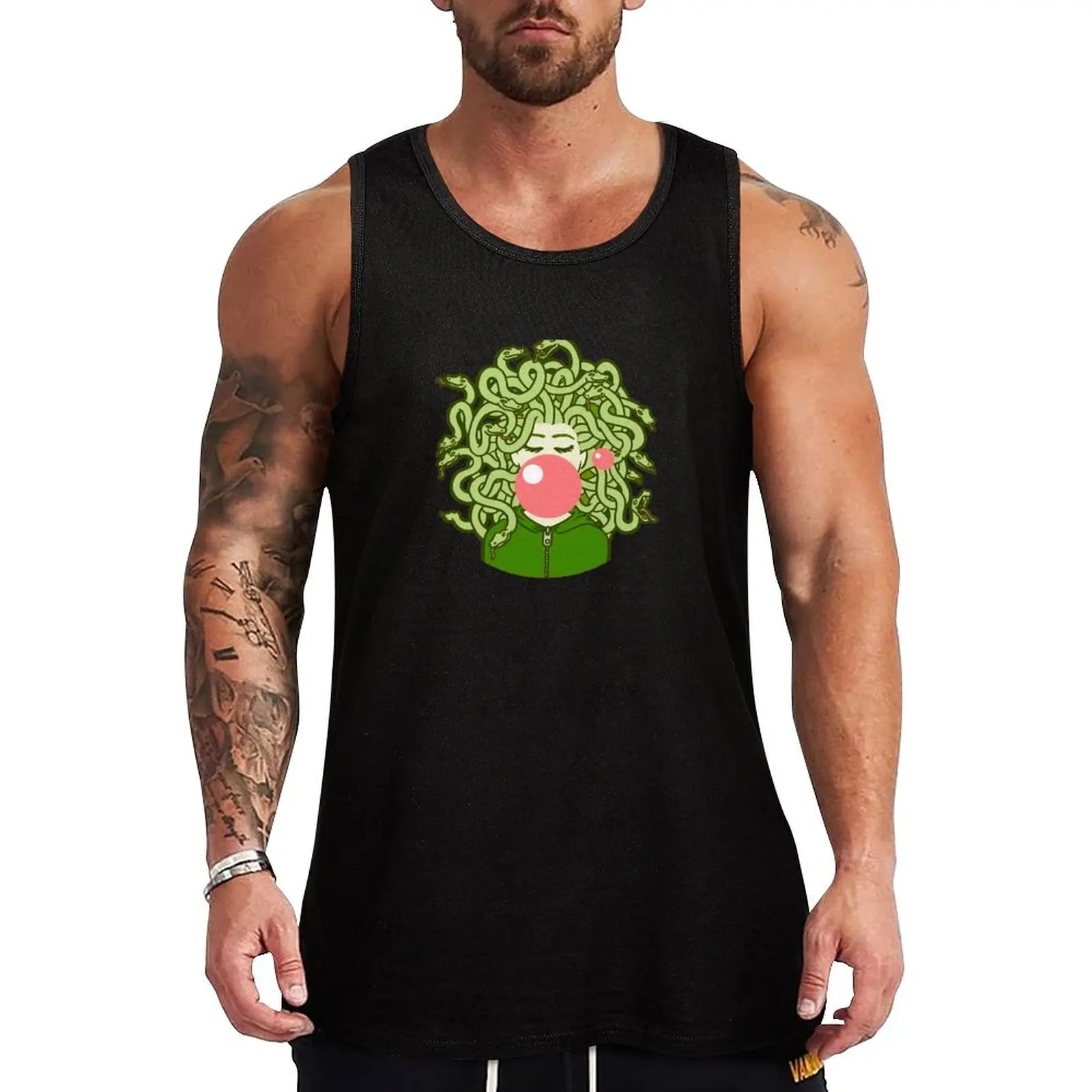 medusa gorgon with bubble Tank Top Clothing sleeveless man shirts Sports clothing