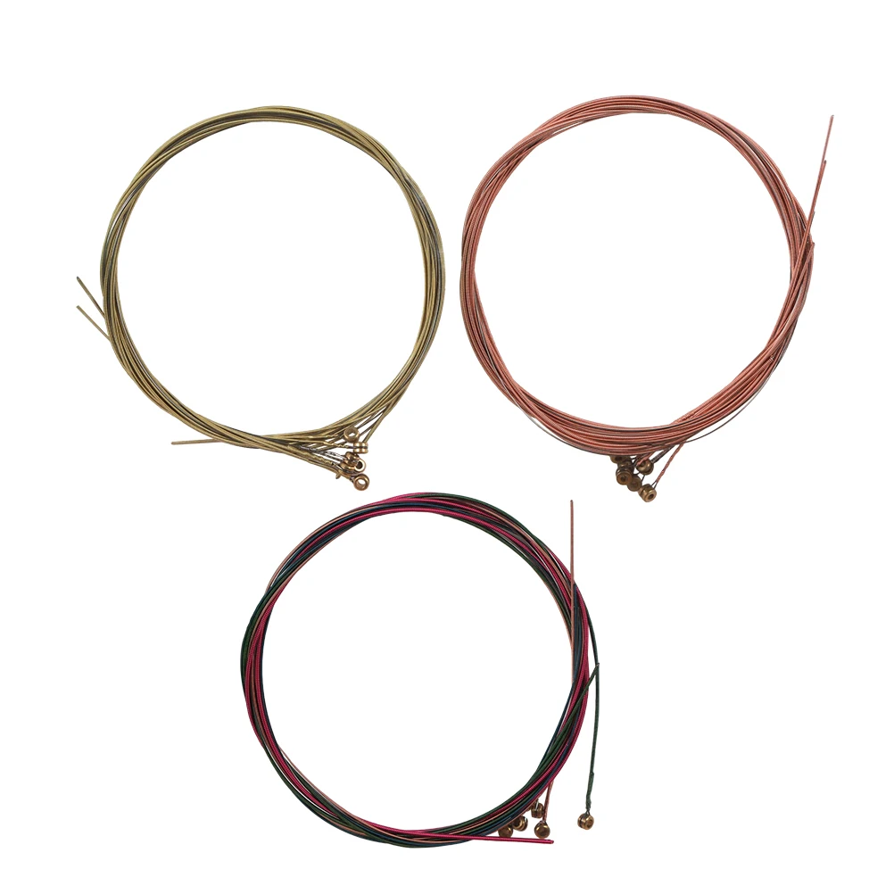 

3pcs Acoustic Guitar Steel Brass String Steel Wire Guitar String Guitar Music Instruments Parts Accessories (Yellow Red and Colo