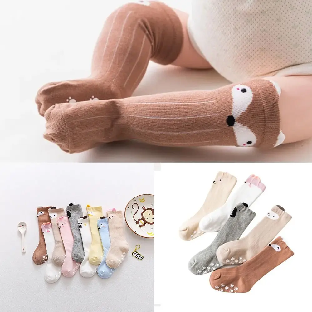 

1Pair Cute Cotton Fox Baby Sock Non Slip 9Colors Toddler Long Socks Grips Knee High Socks Newborn