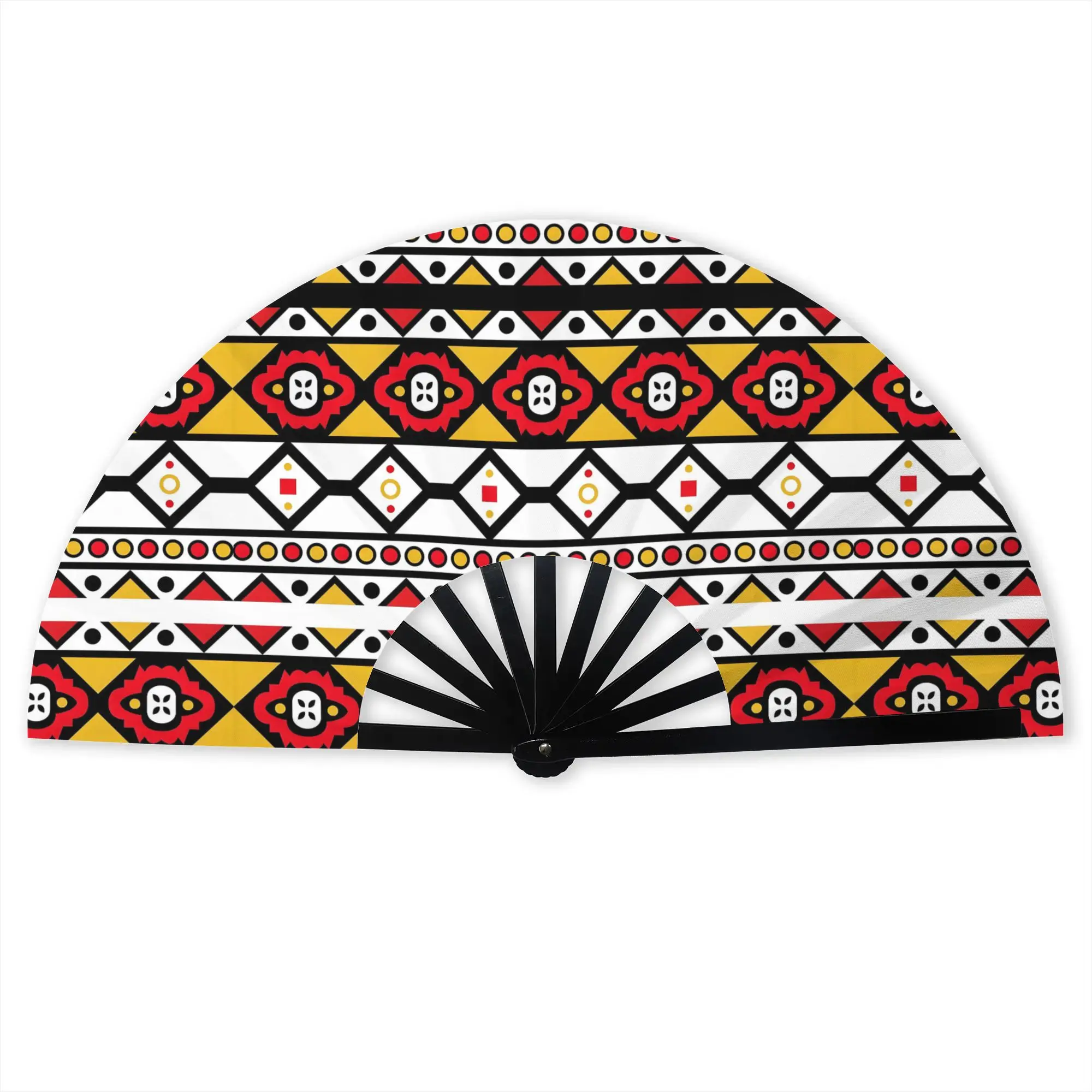 Samacaca Mbundu Hand Fan Promotional Gift Party Ankara Geometry  Durable Folding Fans Creative Bulk Pack Fan