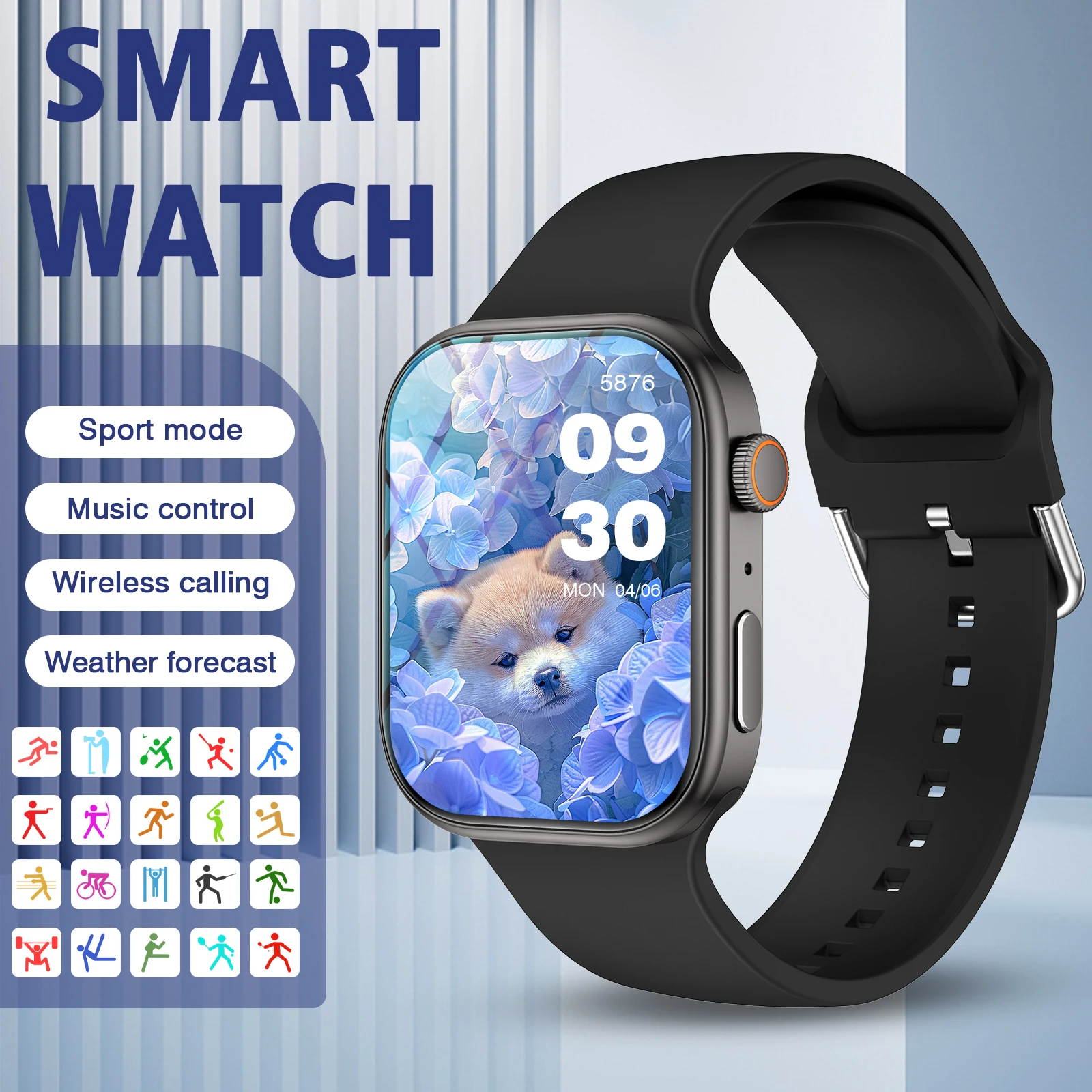 ساعة ذكية، مكالمات/قرص لاسلكي، وضع رياضي متعدد، تذكير عبر الرسائل القصيرة، تذكير بالمعلومات #1