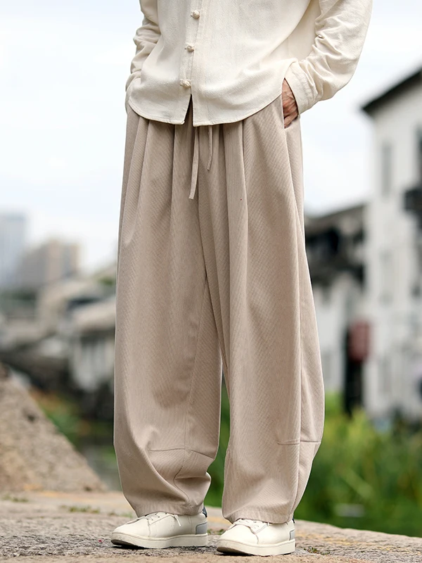 

Loose Fit Men's Autumnal Corduroy Wide Leg Pants Casual Versatile Trousers for Young Men Long Sve Color Faionable