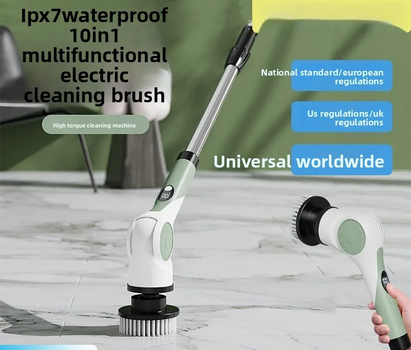 

Электрическая щетка для чистки, бытовая умная USB-зарядка, беспроводная ручная длинная ручка, автоматическая вращающаяся выдвижная щетка для ванной комнаты