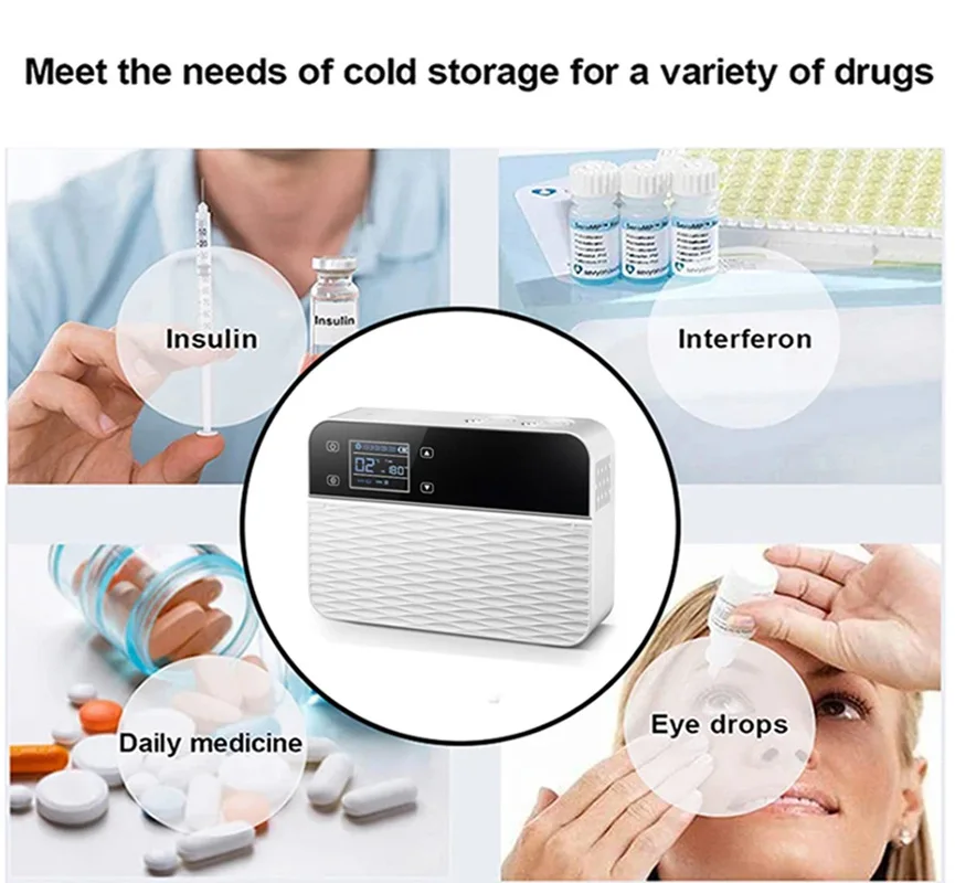 Portable Insulin Mini Fridge Medicine Box Cooler Car Mounted Mini Fridge Pill Dispenser Car USB Power Supply Suitable For Family