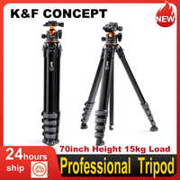 K&F CONCEPT Camera Tripod Professional Stand Aluminum Alloy 70inch Max. Height 15kg/33lbs Load with Bag for DSLR Cameras