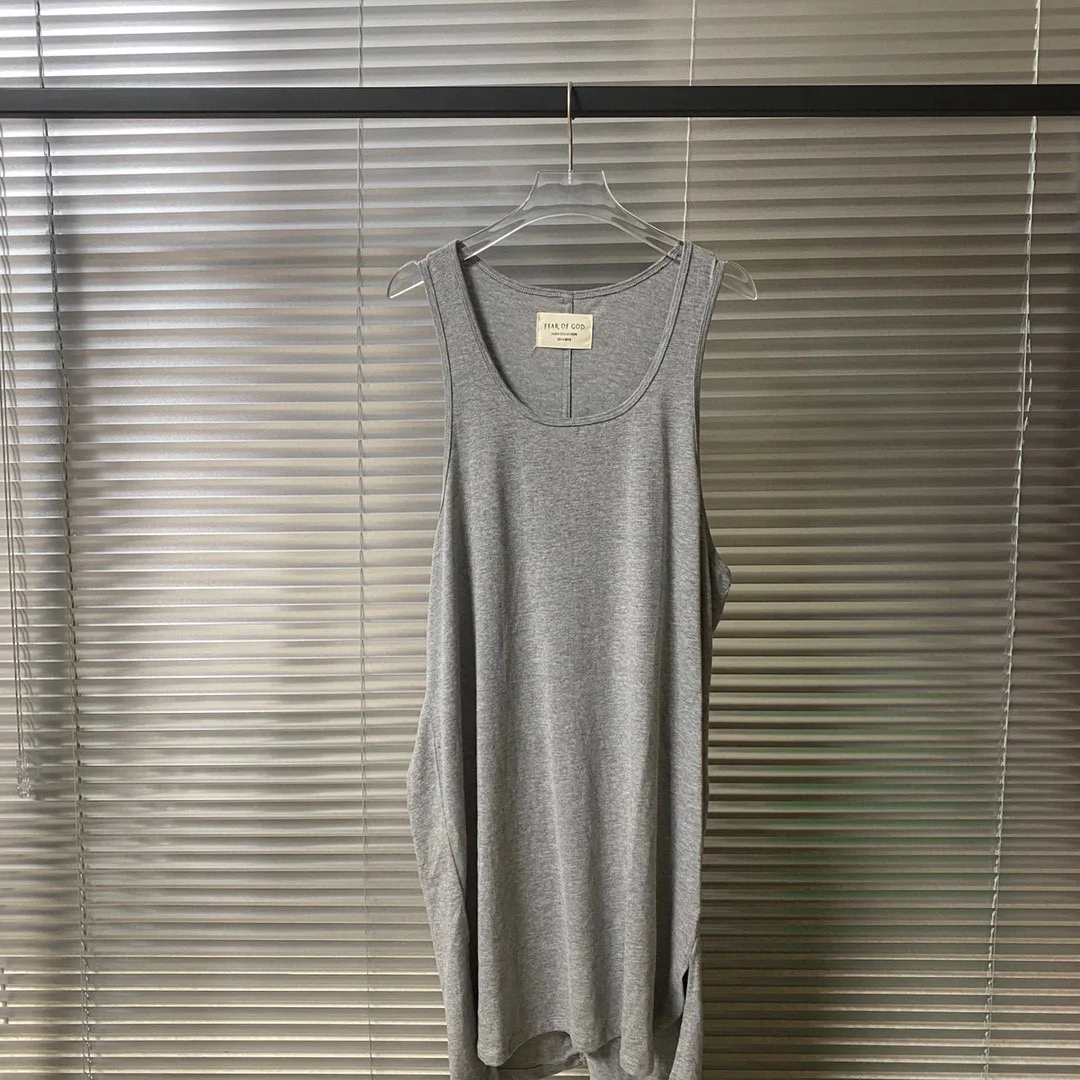 Snowflake Gray Bottoming Shirt Cotton Loose High Street Fog Bandage Dress Vest Mid-Length Sleeveless Round Neck Men's Top Tank