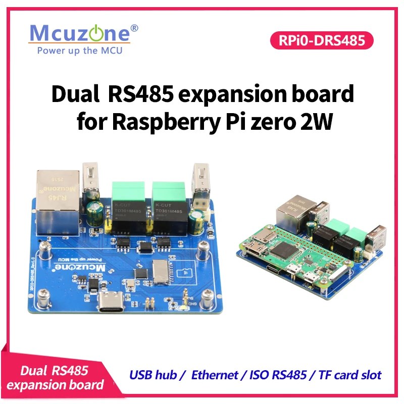 

RPi0-DRS485,Dual RS485 expansion board for Raspberry Pi zero zero2 W, ISO RS485, driver-free zero WH ZERO W