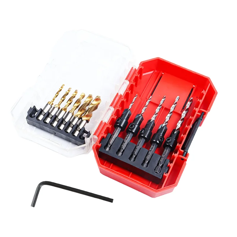 B50C – foret à tarauder complet de 12 pièces et ensemble de fraises avec poignée hexagonale pour le travail du bois