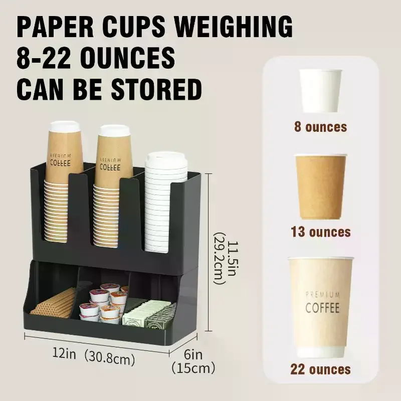 Immagine 3: Nuovo organizer verticale a 6 scomparti per tazze e coperchi, ideale per sala pausa, ufficio, casa.