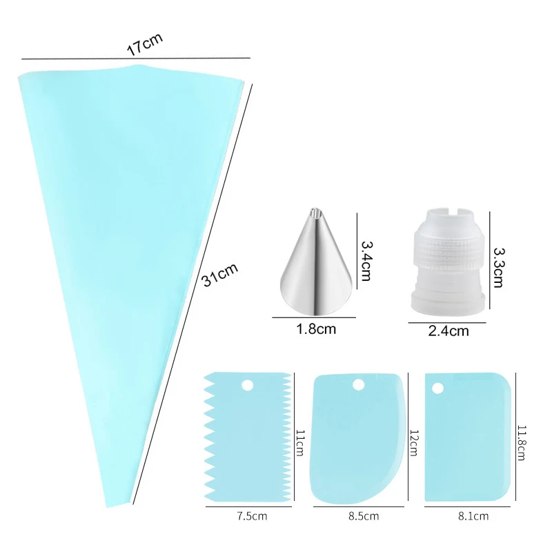 FAIS DU Blue Piping Bag Cream Nozzles Pastry Tools Accessories for Cake DIY Decorating Pastry Bag Kitchen Baking Candy Tools