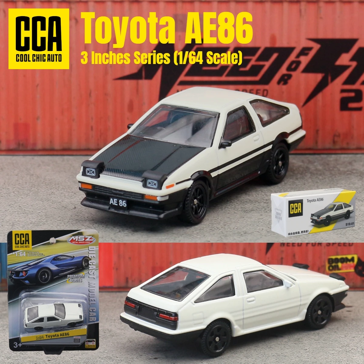 1/64 Toyota AE86 coche de juguete modelo CCA MSZ 1:64 vehículo fundido a presión colección de ruedas gratis en miniatura adecuado para Hot Wheels regalo para niños