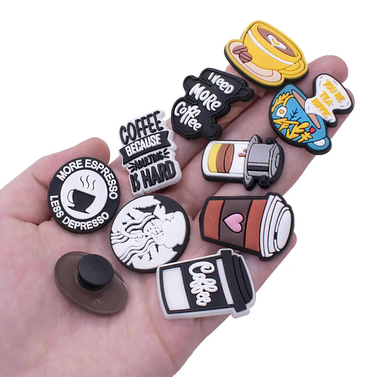 Jimat Sepatu Cangkir Kopi untuk Aksesori Crocs Jimat Bakiak Gelembung Slide DIY Dekorasi Sepatu Gesper Hadiah Pesta Teman