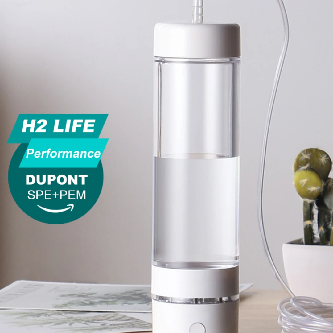 High performance hydrogen water generator bottle SPE+PEM dual chamber lonizer Cup+H2 suction device