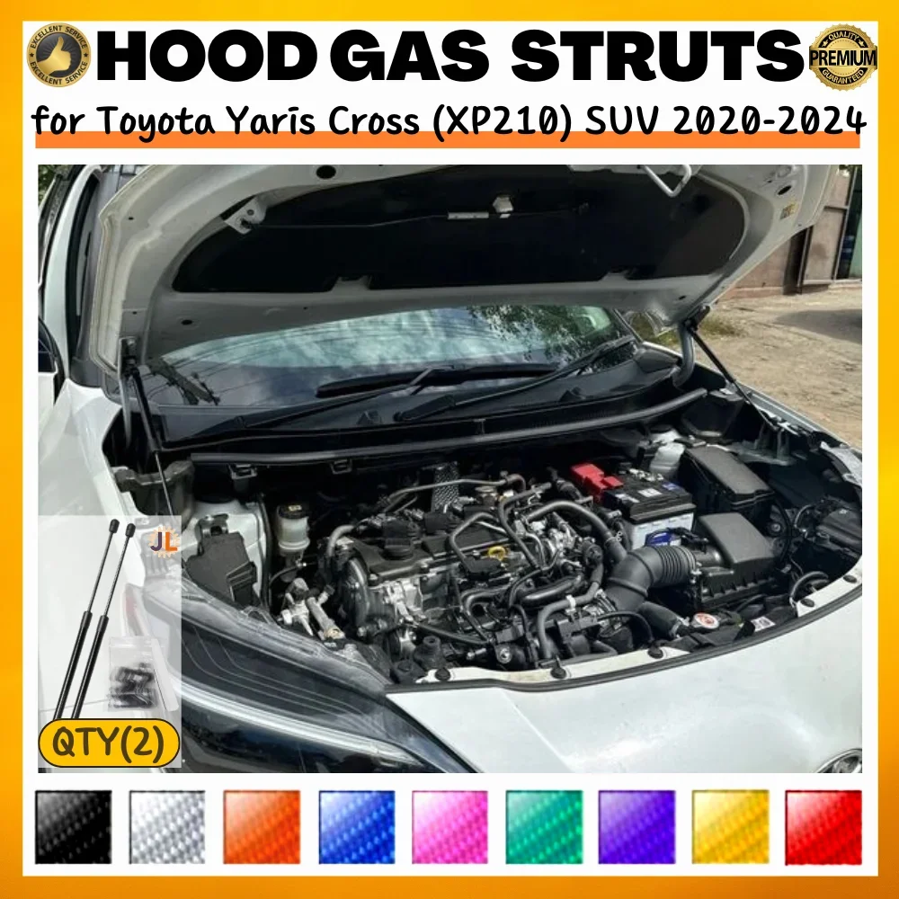 

Qty(2) Hood Struts for Toyota Yaris Cross (XP210) SUV 2020-2024 Front Bonnet Modify Gas Springs Shock Absorbers Lift Supports