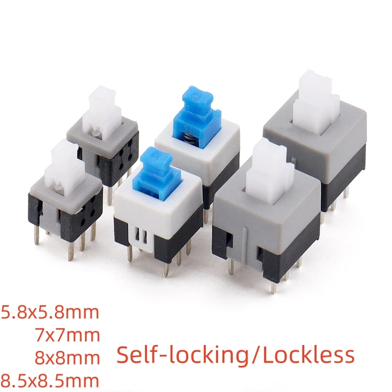 

20PCS Push button switch self-locking 6 feet not self-locking 7 * 7mm reset switch 8.5x8.5 small button button without lock